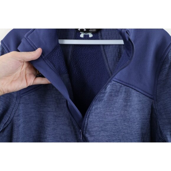 Under Armour Womens Large ColdGear Thermal Fleece Lined Half Zip Sweater Blue - Picture 8 of 14